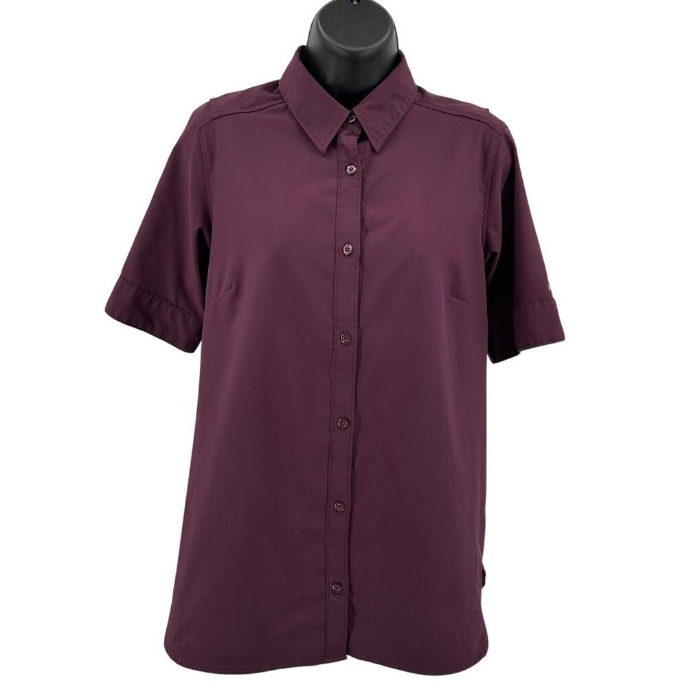 Columbia Shirt WMNS S Dark Plum Savanna Hill Button Up Omni-Shade Short Sleeve
